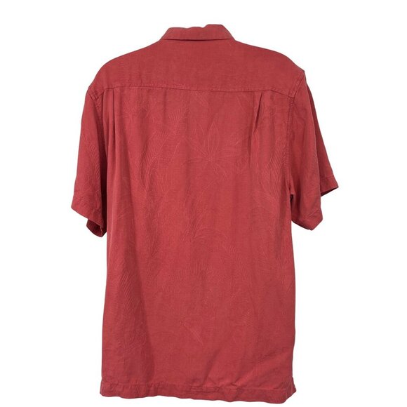 Tommy Bahama Aloha Shirt Hawaiian Medium Silk Short Sleeve Embossed Tropical EUC - Picture 3 of 6